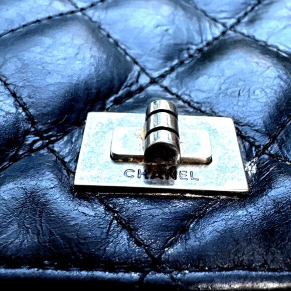 🍒 CHANEL 2.55 Line Matelasse Long Wallet Black Leather Quilted France w/Dustbag - Picture 2 of 13